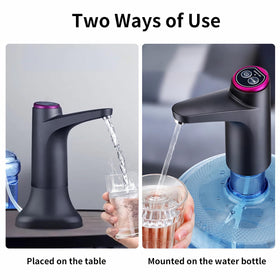 HiPiCok compact water pump in action on a 5-gallon bottle