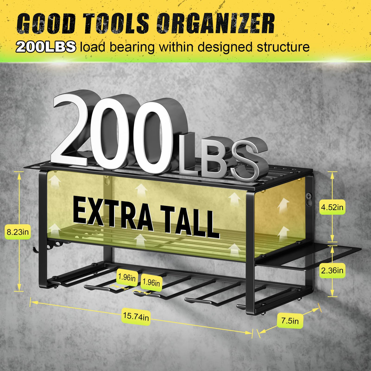 3-tier tool organizer in black steel designed for clutter-free storage
