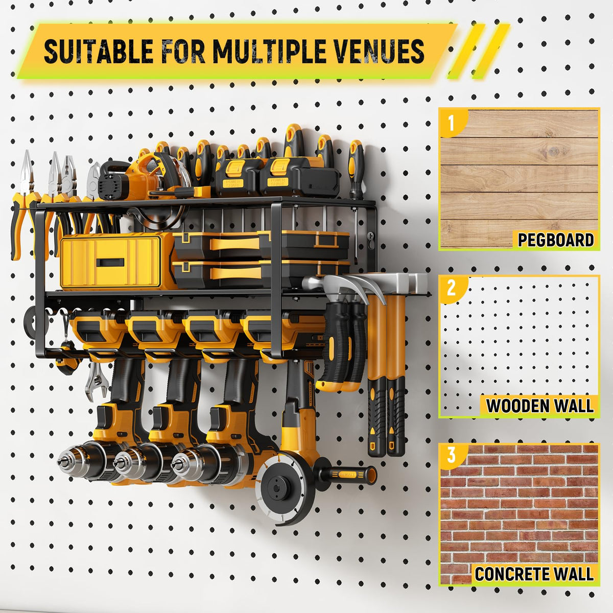 Easy-install tool organizer wall-mount ready for quick setup in any workspace