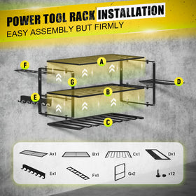 Heavy-duty iron tool rack mounted on a wall for durable workspace organization