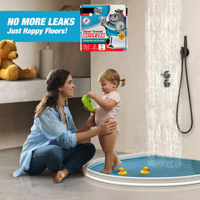Hippo Dam protects bathroom floors from splashes during showers.