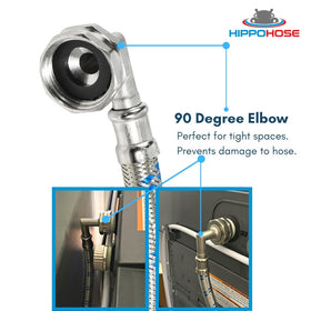 Close-up of Hippohose braided stainless steel hose exterior for durable performance