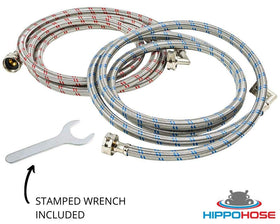Color-coded red and blue hoses simplify hot and cold identification