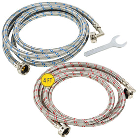 Hippohose 4ft red braided hose with 90-degree elbow for secure hot water connection