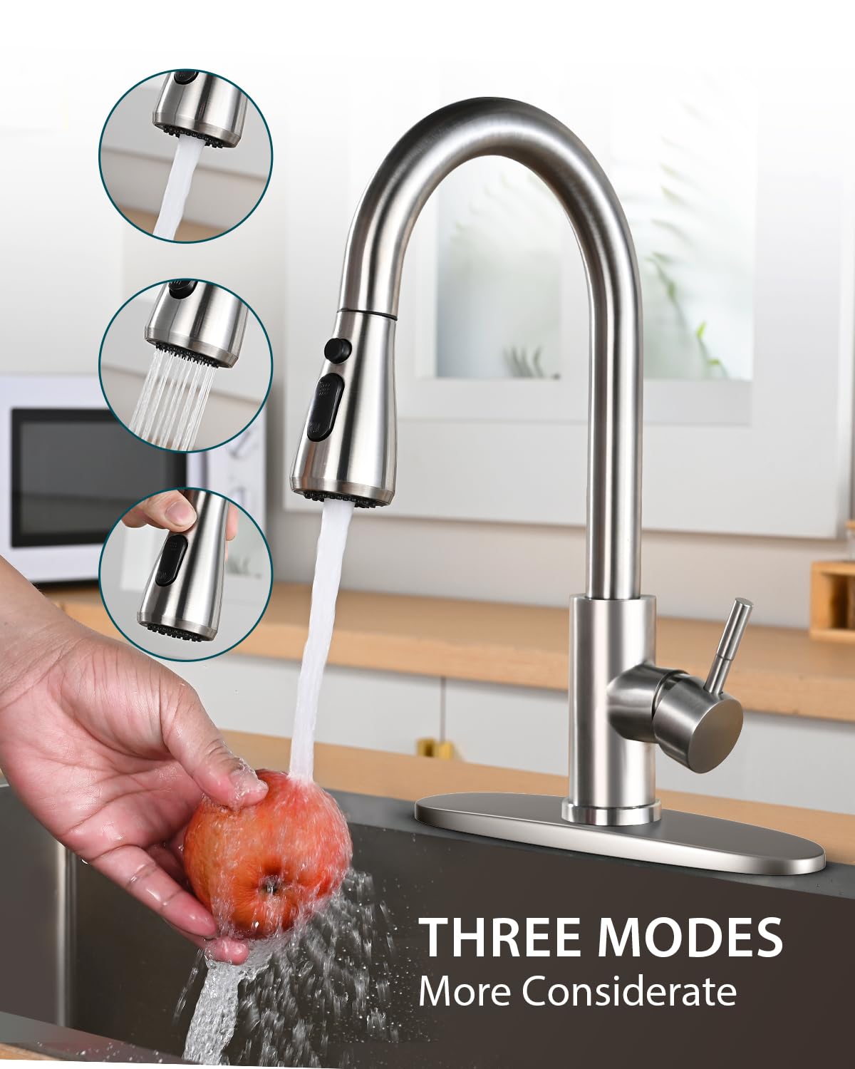 Hiqufet 7.5-in high-arc spout clears tall cookware.
