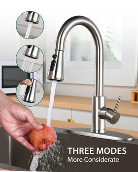 Hiqufet 7.5-in high-arc spout clears tall cookware.