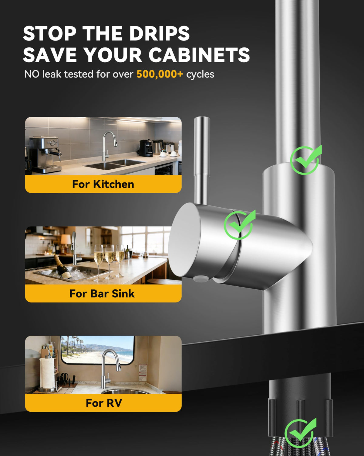 Hiqufet brushed nickel finish close-up showing durable, water-spot resistant surface.