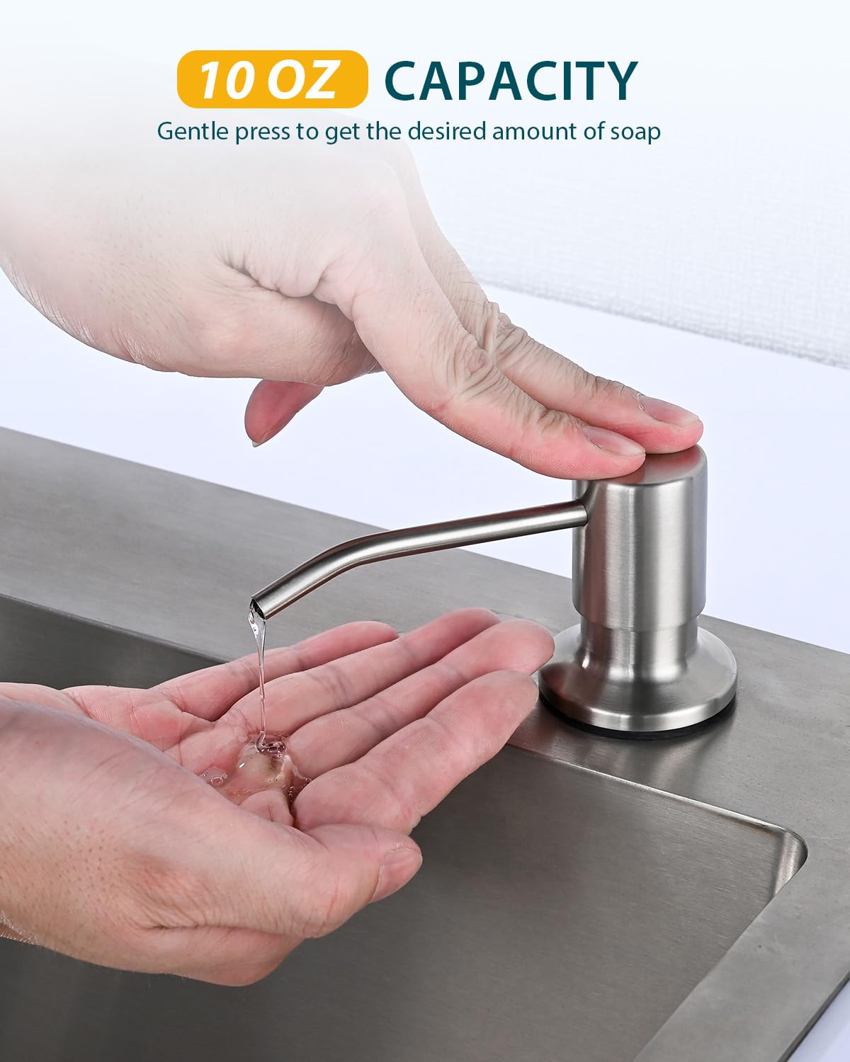 Hiqufet brushed nickel faucet with pull-down head and three modes for washing.