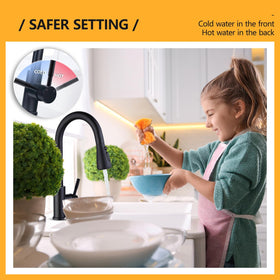 Hiqufet high-arc spout offers ample clearance for large pots