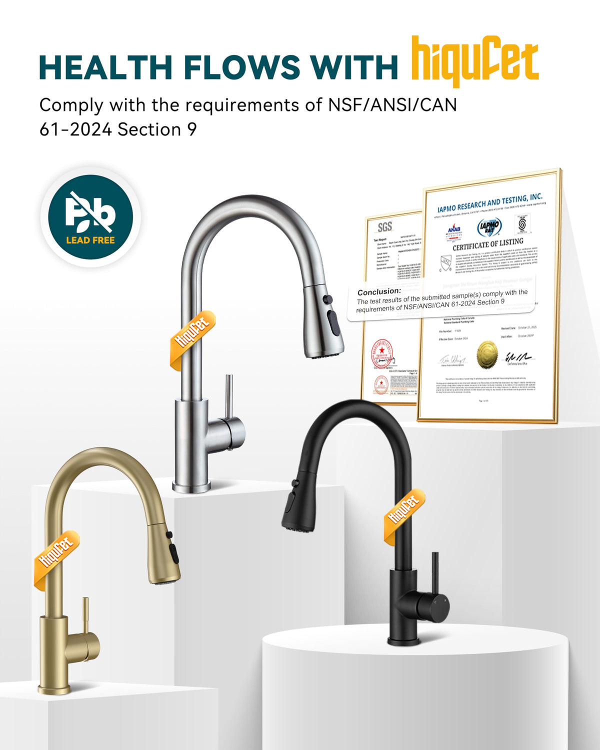 Hiqufet single-handle control for quick temperature and flow adjustments.
