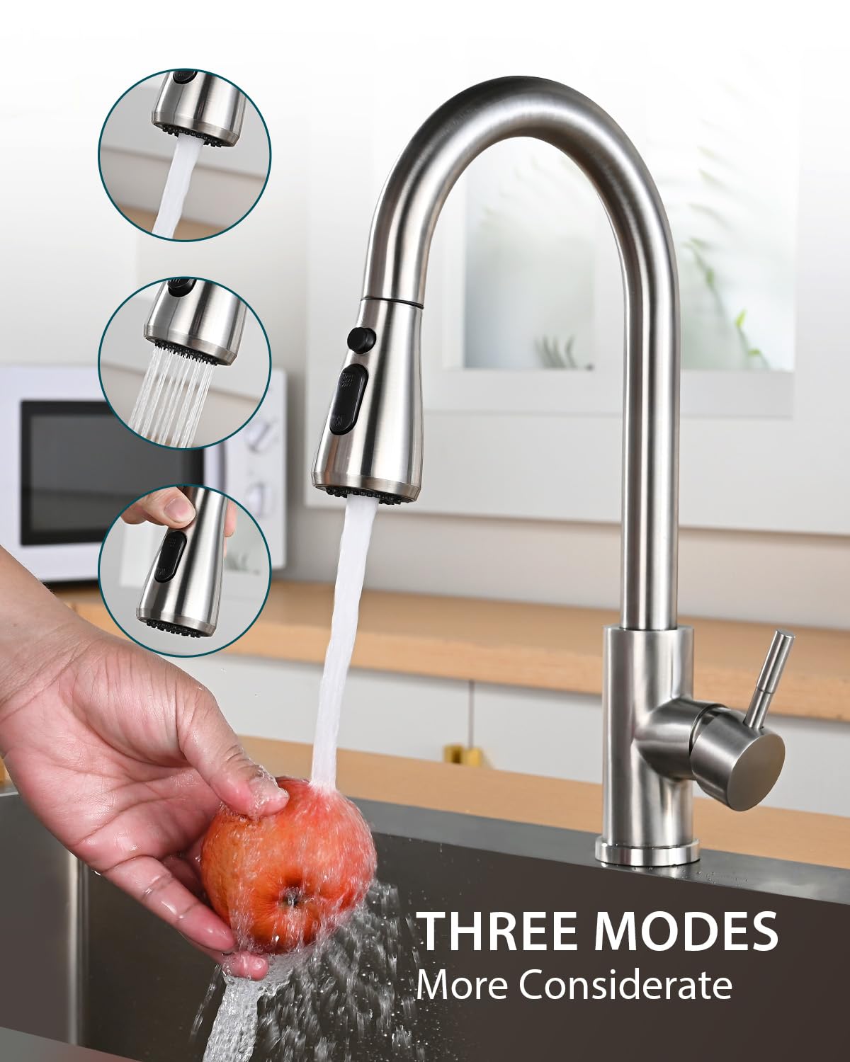 Hiqufet soap dispenser included for tidy, controlled soap use.