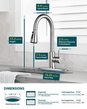 Hiqufet lead-free stainless hose ensures durable, safe use.