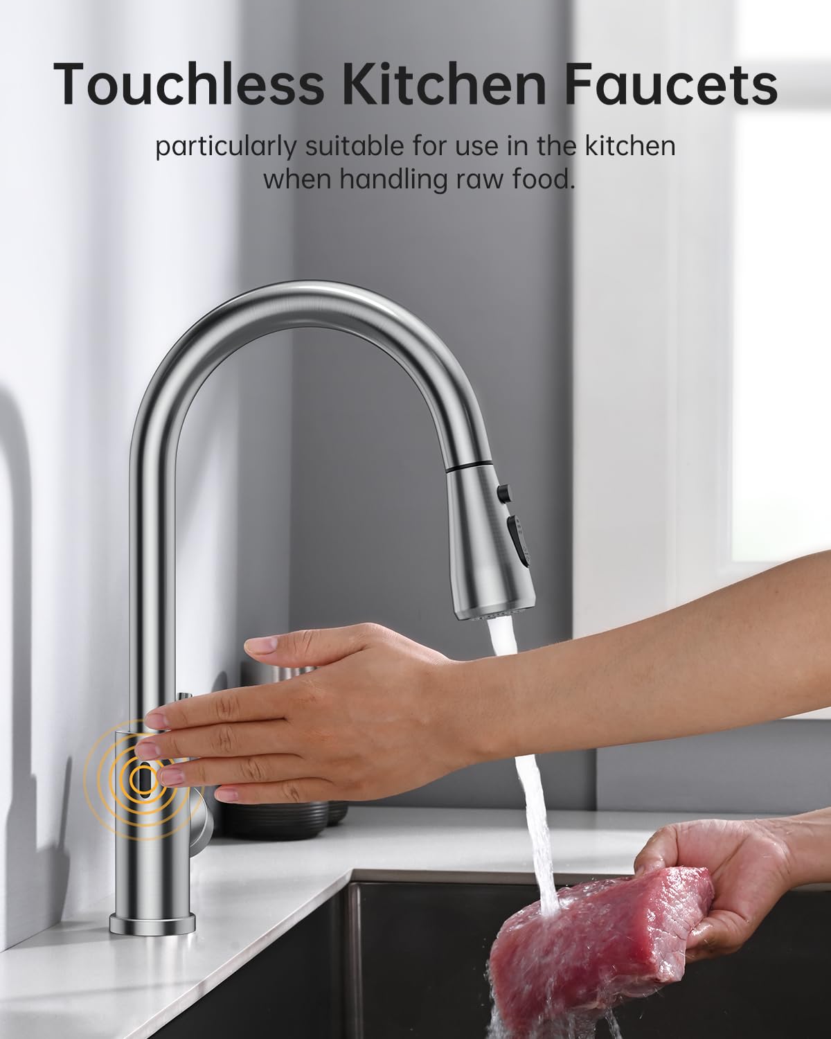 Hiqufet motion sensor faucet in brushed nickel offers convenient hands-free control