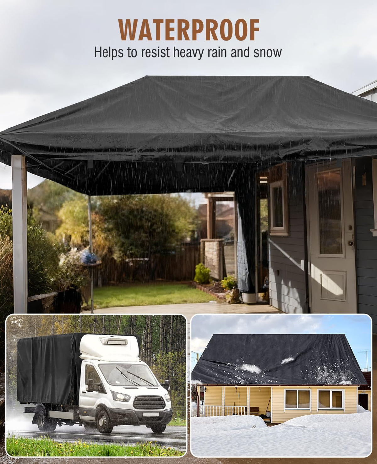 HIRALIY firewood cover tarp shields stacked wood from rain and debris outdoors.