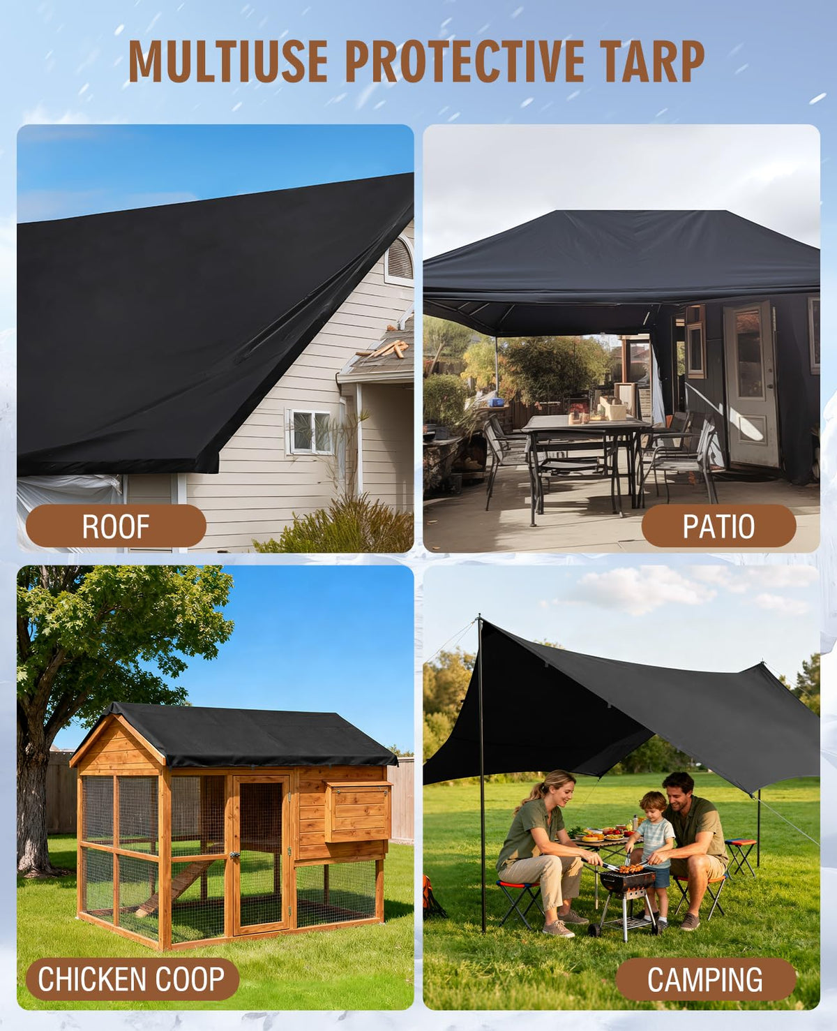 HIRALIY roof and pool tarp helps keep surfaces dry and clean in wet weather.