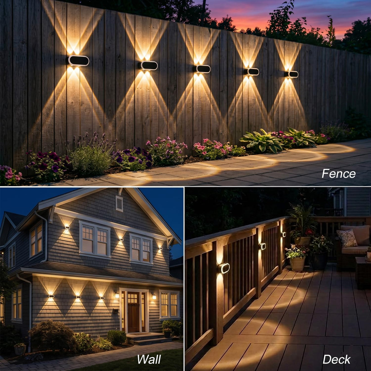 Hiromeco solar fence lights install quickly with included tape or screws