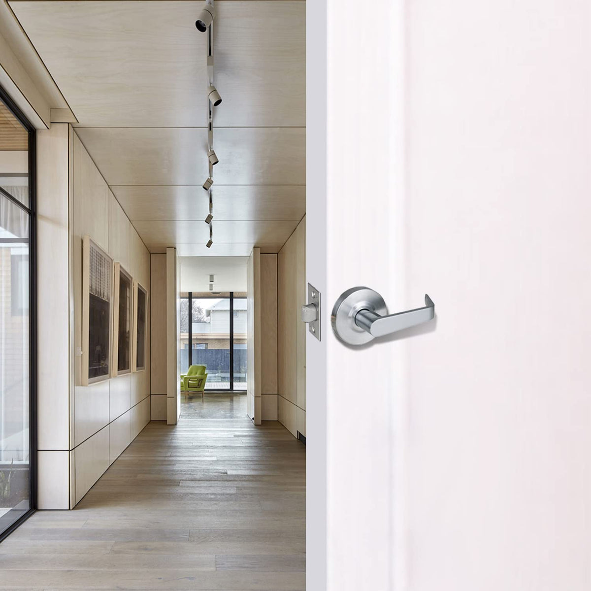 HISAFE fire-rated lever with ANSI-BHMA Grade 2 certification label