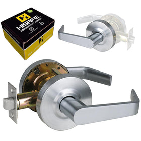 Hisafe passage lever close-up for interior doors.