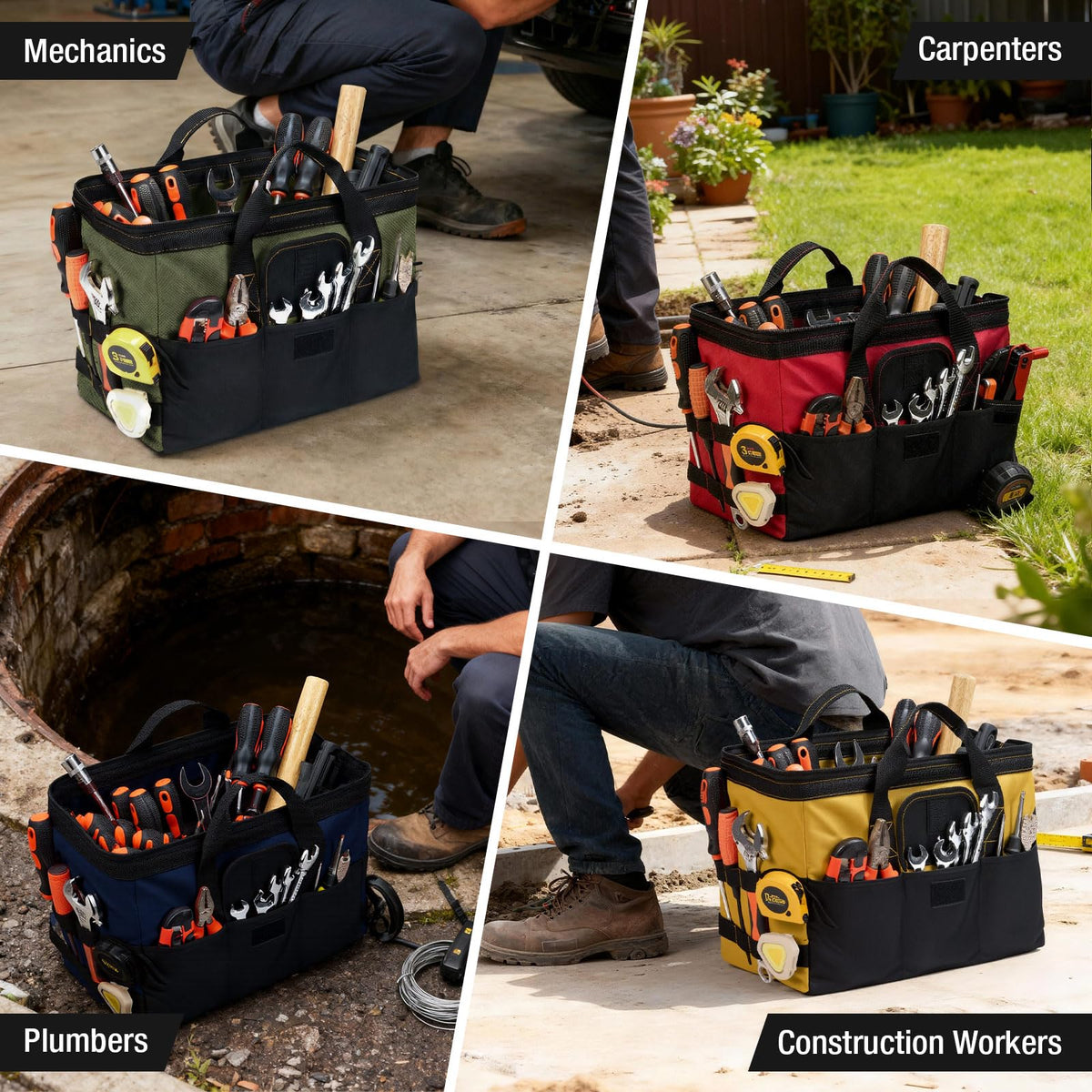 HISEA on-site use demonstrates durable tool tote versatility.