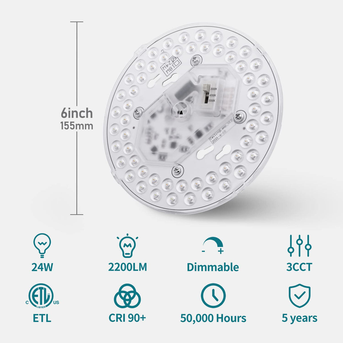 Hisoo LED kit shows 3CCT options for warm to daylight moods.