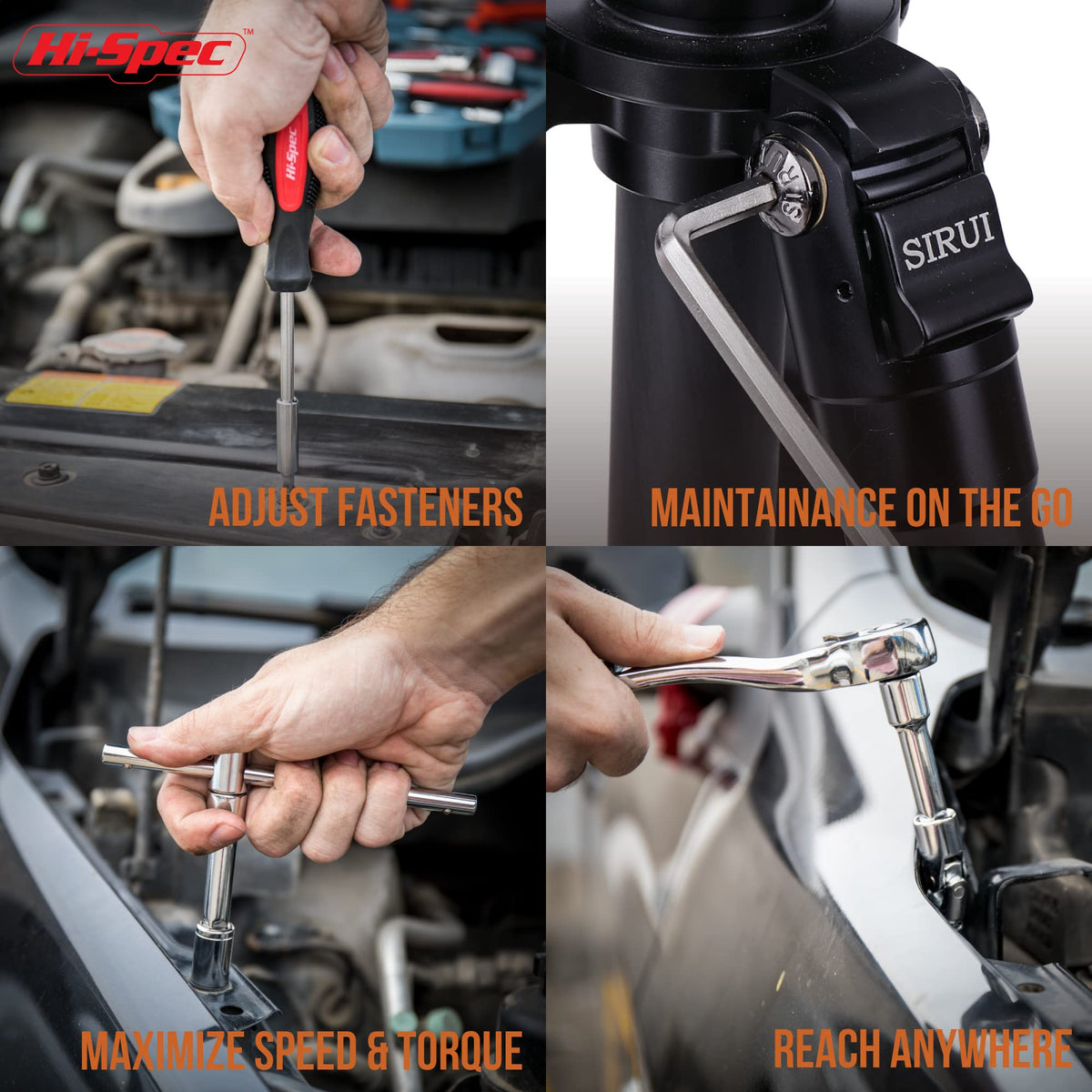 Hi-Spec adjustable wrench with non-slip grip for comfortable use.