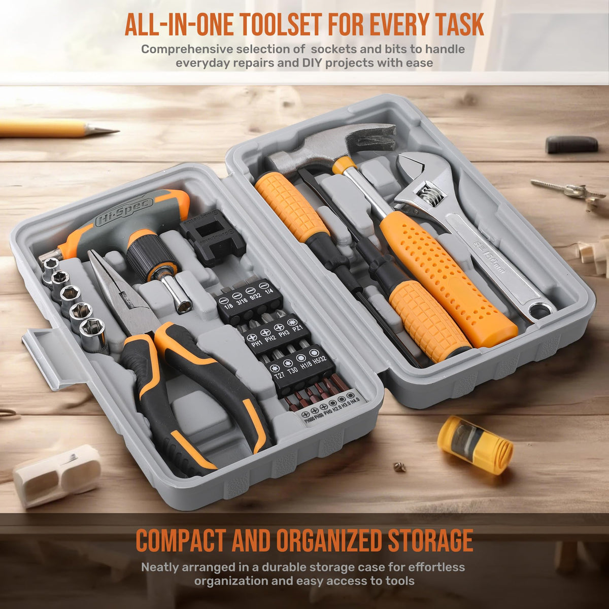 Hi-Spec compact DIY tool kit ideal for beginners and quick projects