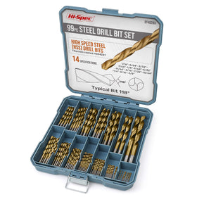 Hi-Spec drill bit set 99pc case keeps bits organized for quick DIY projects.