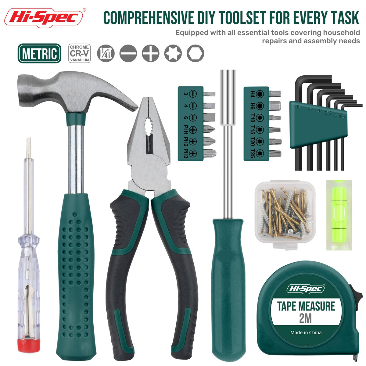 Hi-Spec mini claw hammer with non slip handle for precise nail work