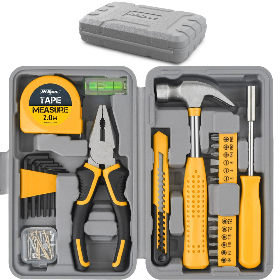 Hi-Spec small tool box yellow exterior for quick home repairs.