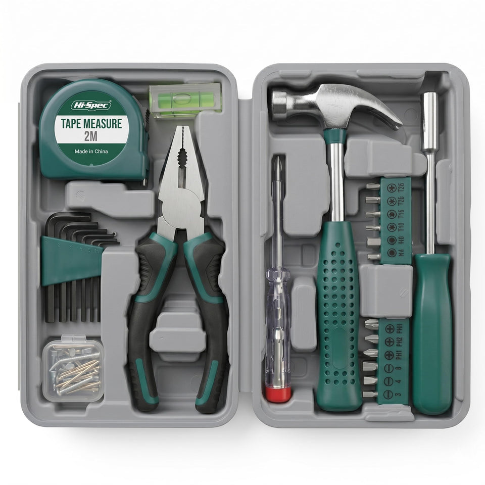 Hi-Spec small tool kit in a compact green case for quick home repairs and organization