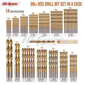 Hi-Spec TiN-coated HSS bits stay sharper and last longer under tough drilling.