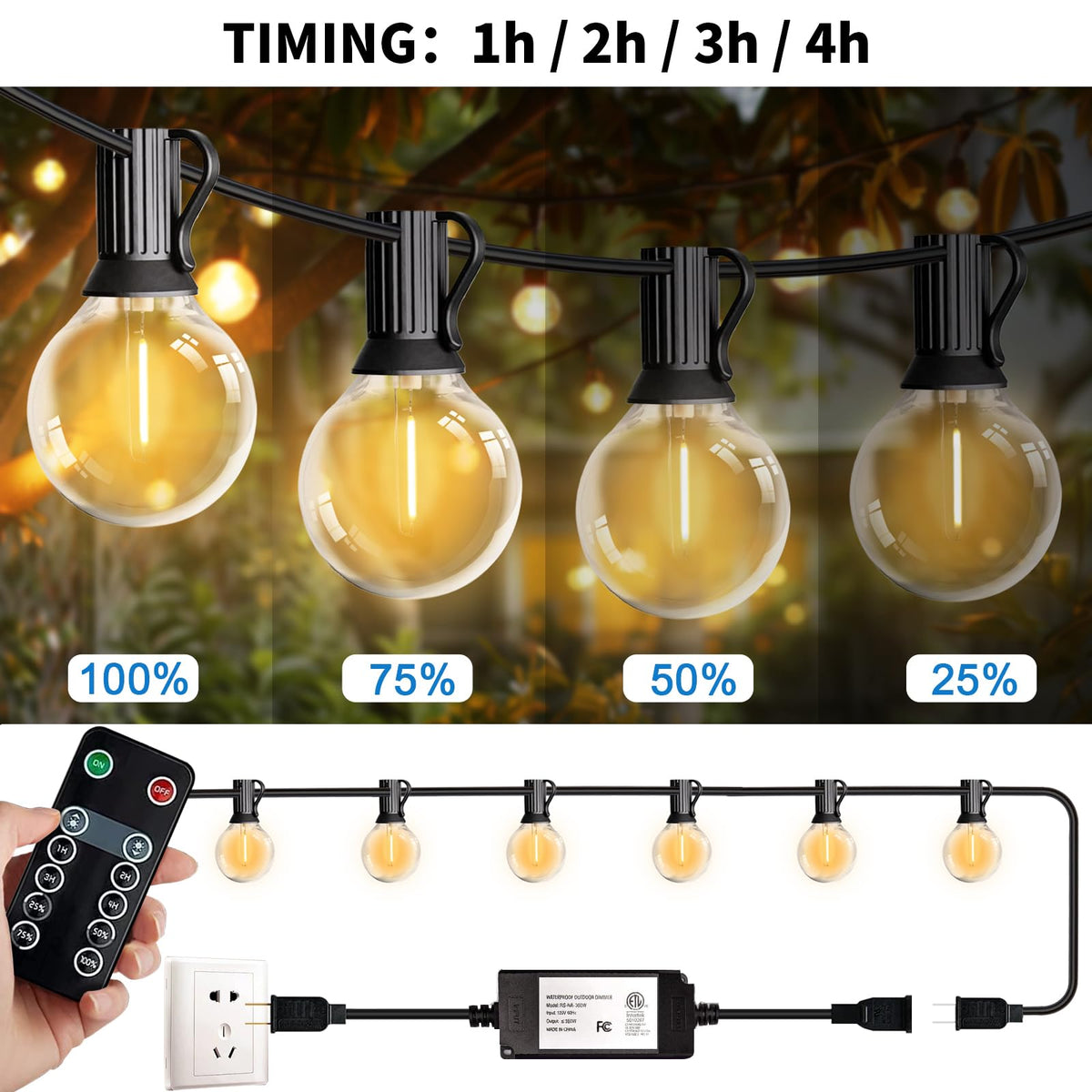 Histar dimmable patio lights with remote control for adjustable brightness