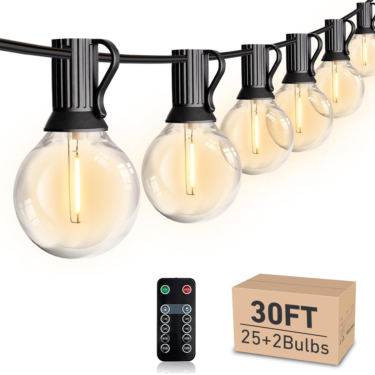 Histar LED 30ft outdoor string lights with bulbs for warm ambient evenings