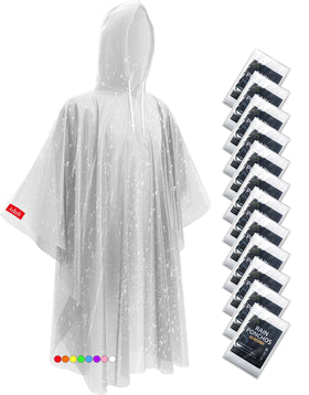 Hitituto disposable rain ponchos 12-pack neatly packaged for quick grab-and-go emergencies.