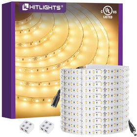 HitLights 24V LED strip with warm white 3000K for versatile ambient lighting.