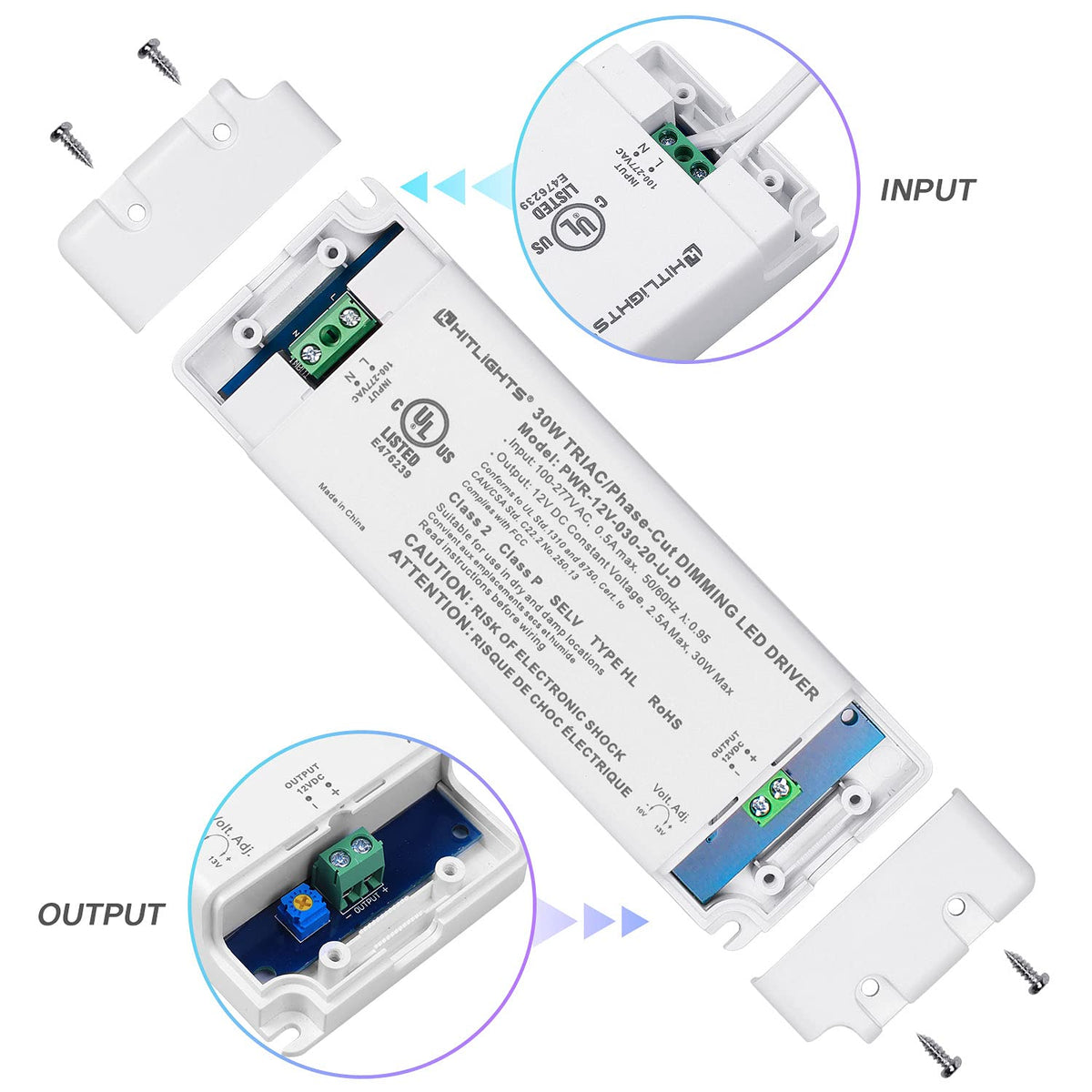 HitLights 30W dimmable LED driver with dimmed control demonstrates smooth brightness transitions