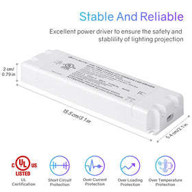 HitLights 30W dimmable LED driver UL-listed label indicating safety for indoor use