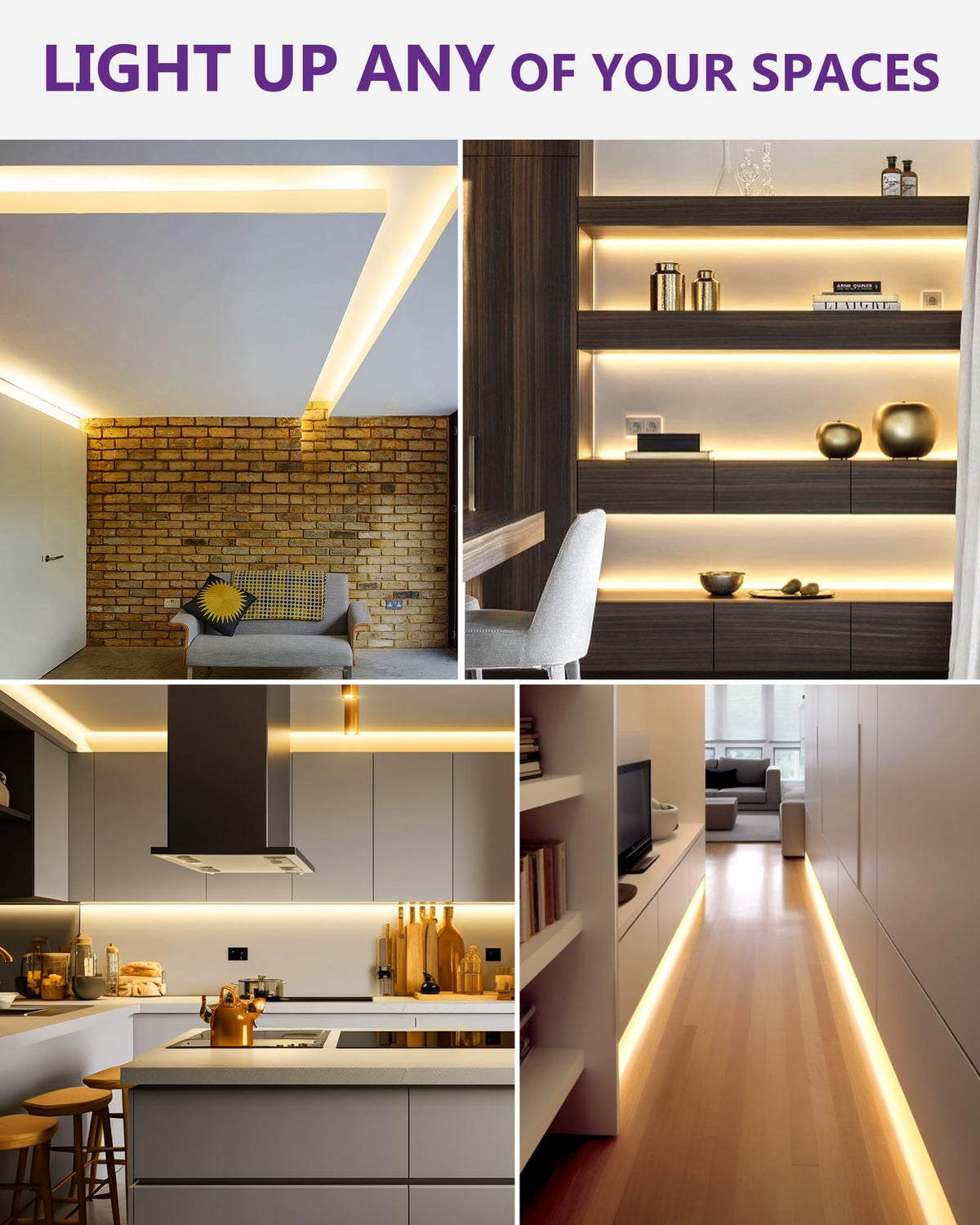 HitLights kitchen and bedroom lighting solution for warm ambiance.