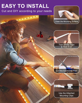 HitLights bedroom ambient strip adds soft, relaxing glow.