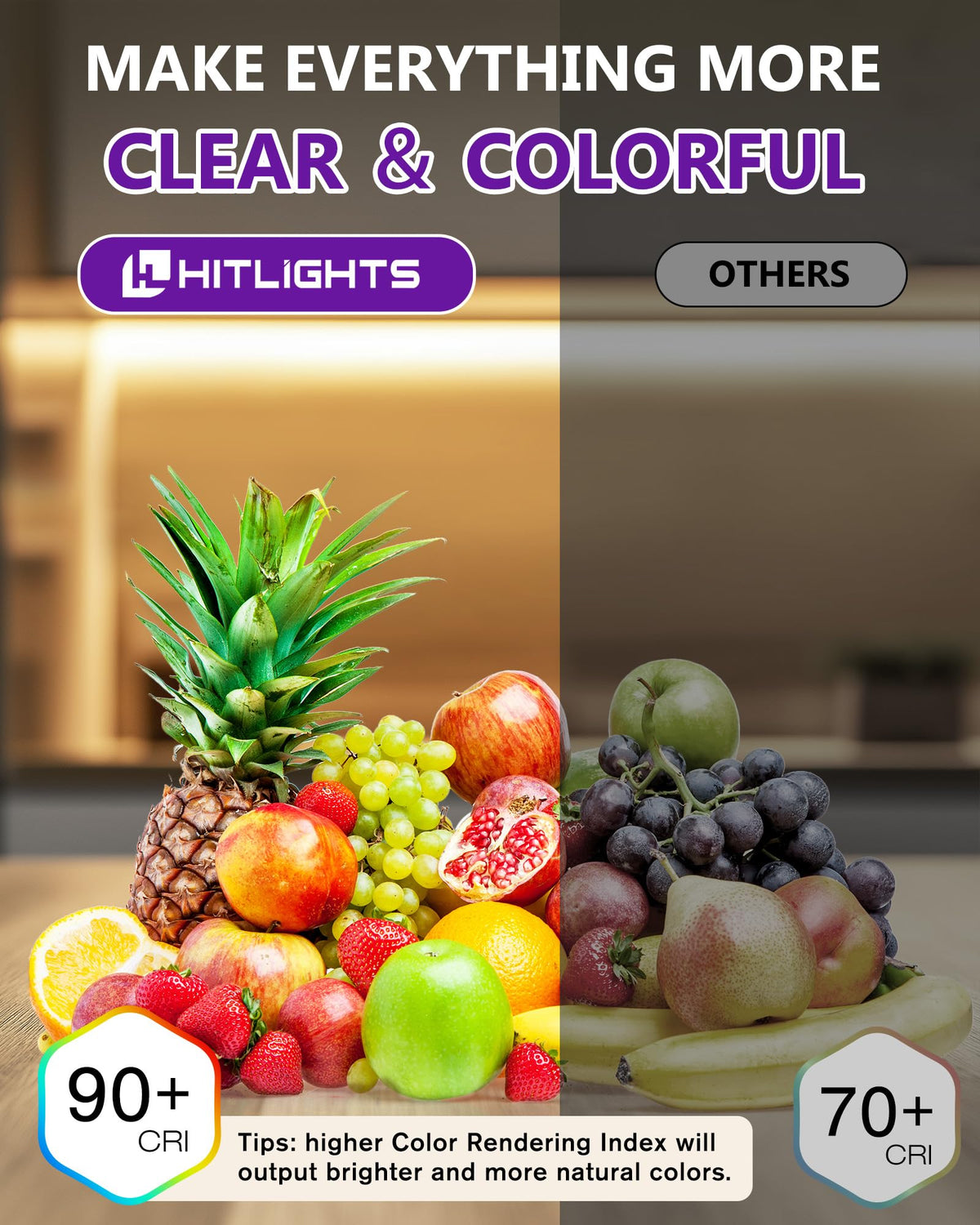 HitLights COB LED strip warm white CRI 90 for accurate indoor color rendering