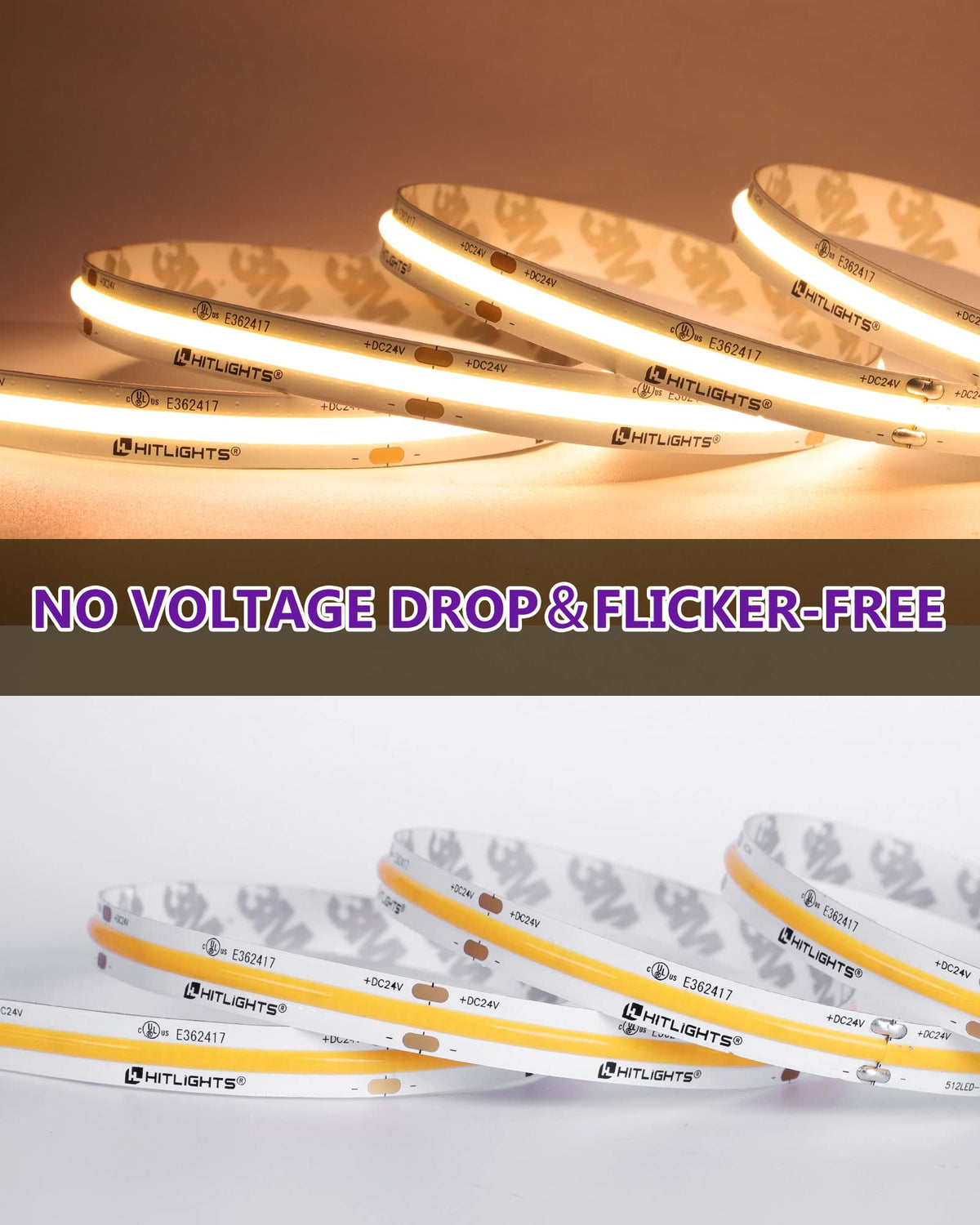 HitLights compatible dimmer-ready strip for flexible control with 0-10V, TRIAC, and more.