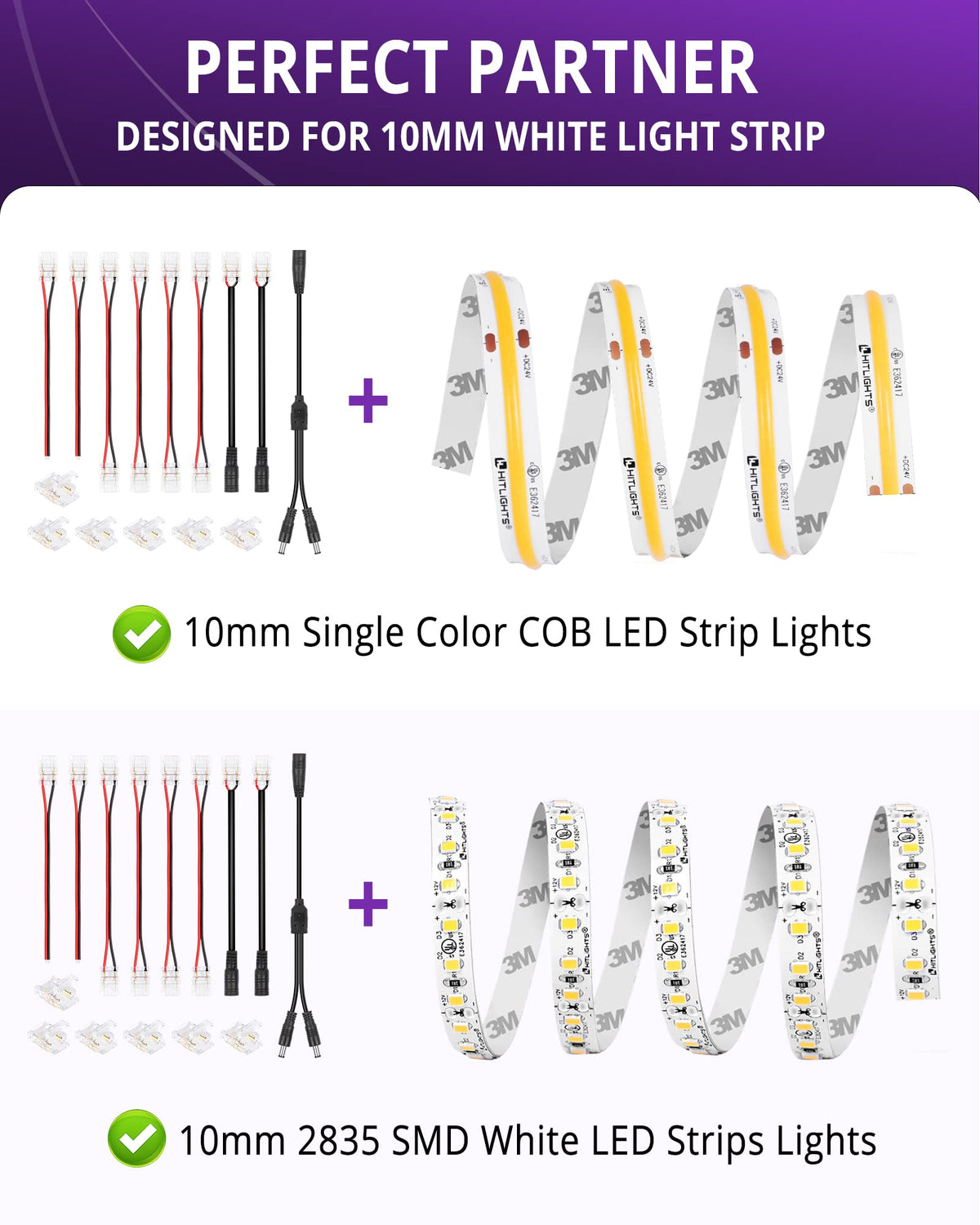 HitLights LED jumper connector for straight, tidy strip connections.