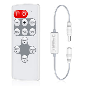 HitLights Mini RF remote front view with compact wireless dimmer for LED strips.