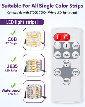 HitLights Mini RF remote side buttons demonstrating easy brightness control.