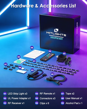 HitLights shelf lighting highlights displays with ambient glow.
