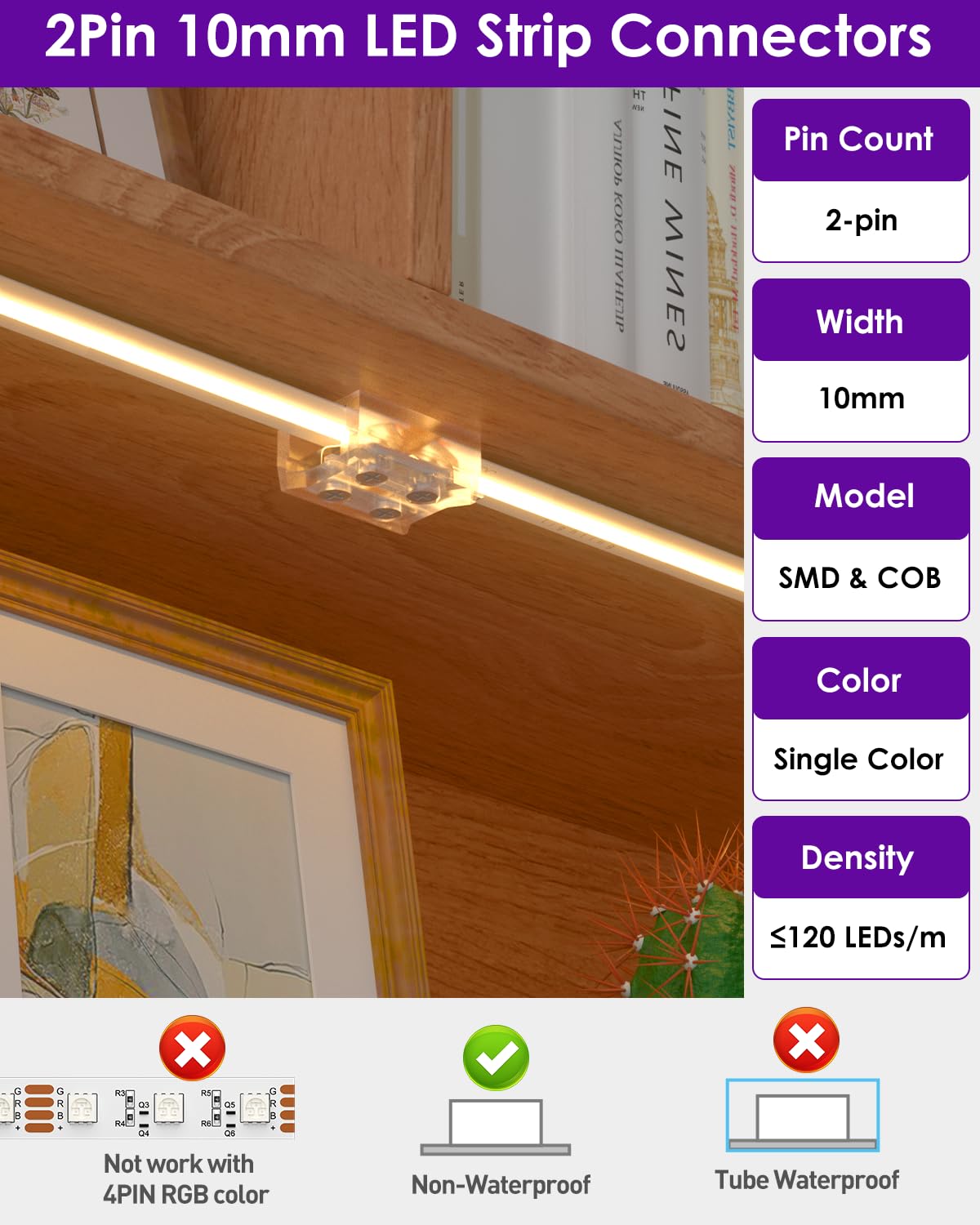 Transparent HitLights connector minimizes dark spots for clean lighting.