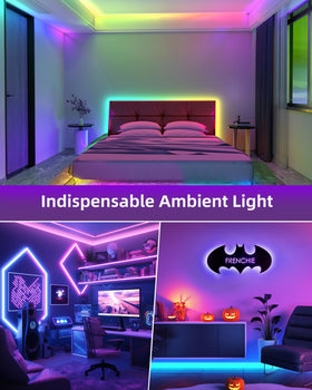 HitLights TV backlighting creates immersive viewing with ambient glow.