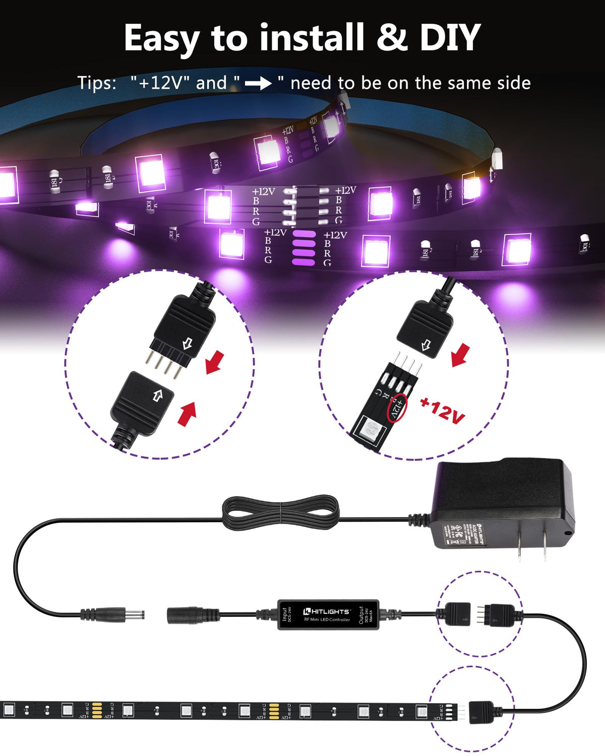 HitLights 12V UL-certified power supply ensures safe, durable operation