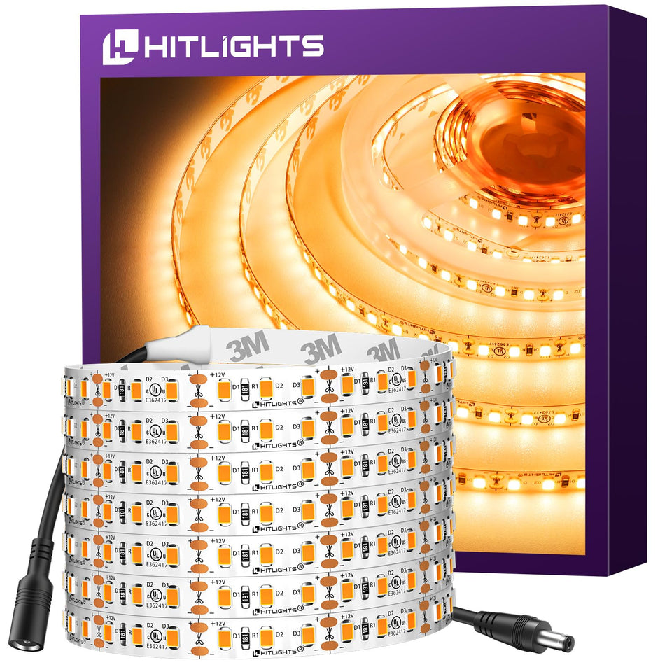 HitLights warm white 2700K strip glows for a cozy bedroom ambiance.