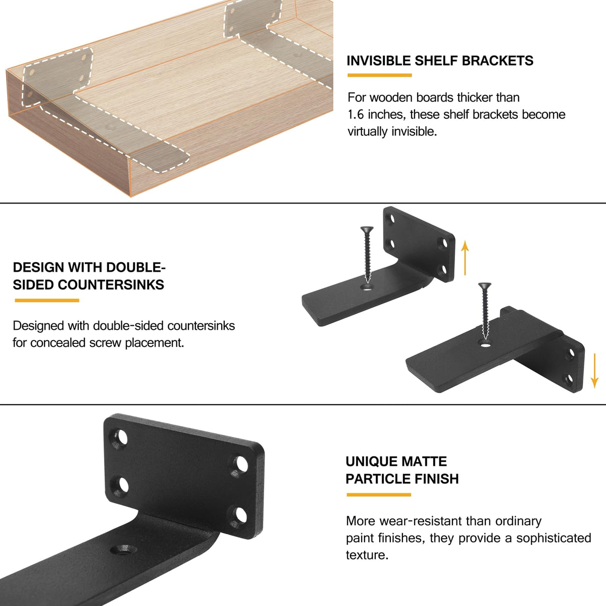 Hitomen DIY storage brackets ideal for kitchens, bathrooms, bedrooms, or offices.